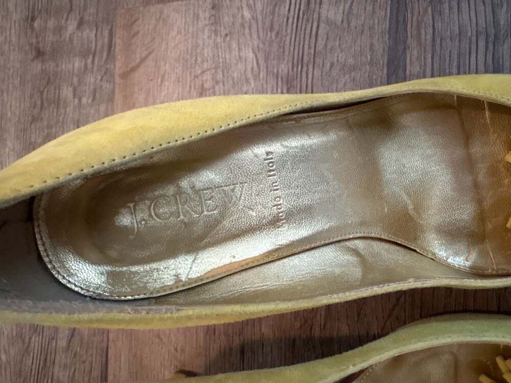 J.Crew Yellow Suede Pom-Pom Pumps Size 7 - Picture 5 of 10